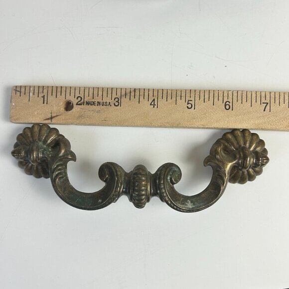 Antique Brass Handles Set of 4 Teardrop Drawer Pull 7" Furniture - Picture 8 of 9